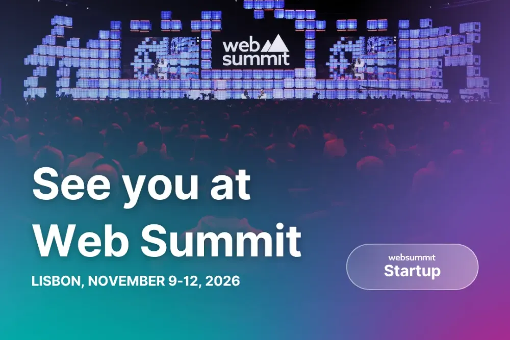 Web Summit main stage with the words “See you at Web Summit, Lisbon, November 9-12, 2026”